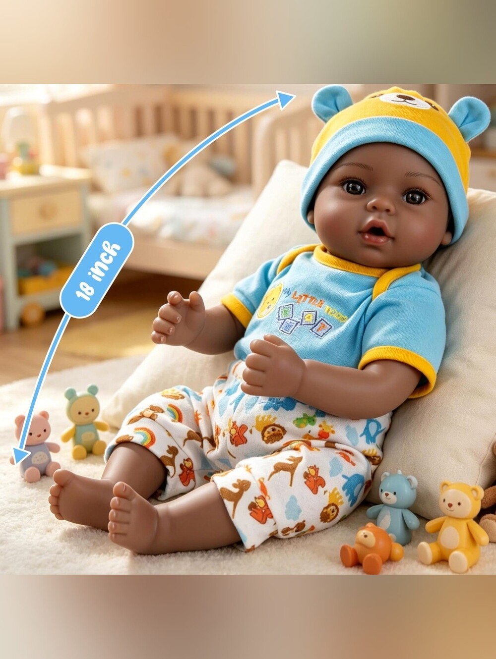 Brand New in Box EKOKIZ 18" Lifelike African American Reborn Baby Doll Boy Toy